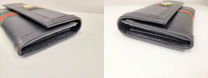 Gucci Bifold Long Wallet 719886 Off Dear Web Stripe Black Leather Accessories