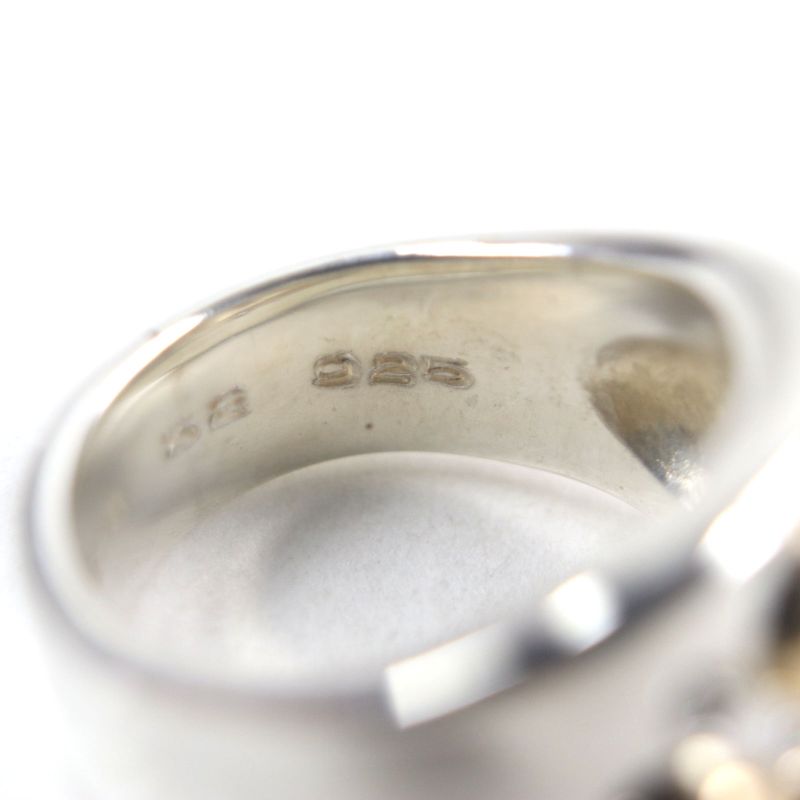  Hermes Vintage Gaucho Ring 925 750 7P Diamond Ring Silver 52 Size Equivalent