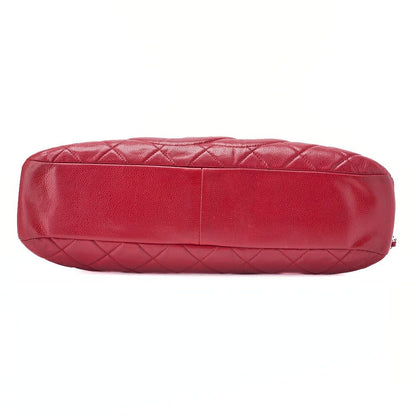 Chanel Shoulder Bag Matelasse Caviar Skin Red Coco Mark (silver Hardware)