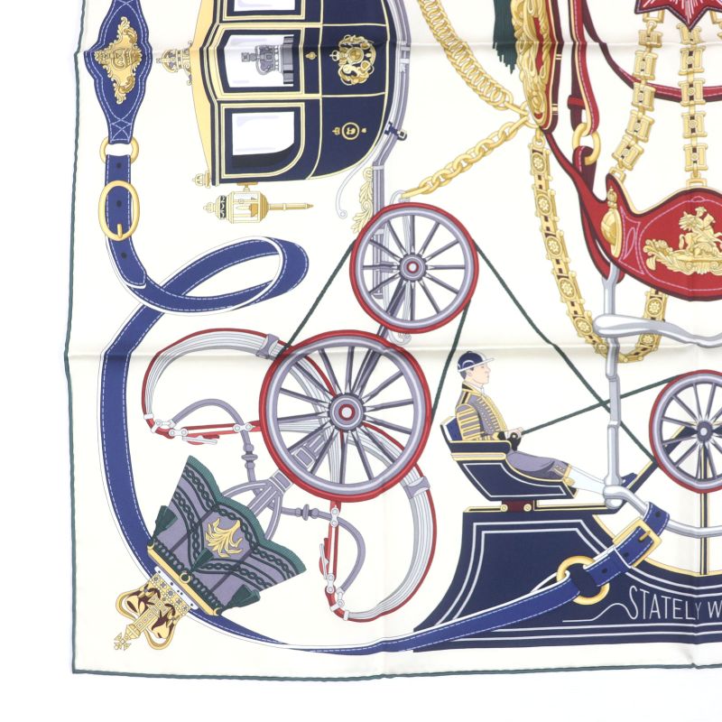 Hermes Carré 90 Stately Wheels 100% Silk Clesme / Bordeaux / Blue Current