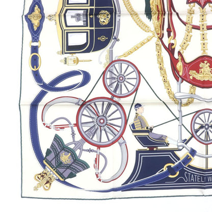 Hermes Carré 90 Stately Wheels 100% Silk Clesme / Bordeaux / Blue Current