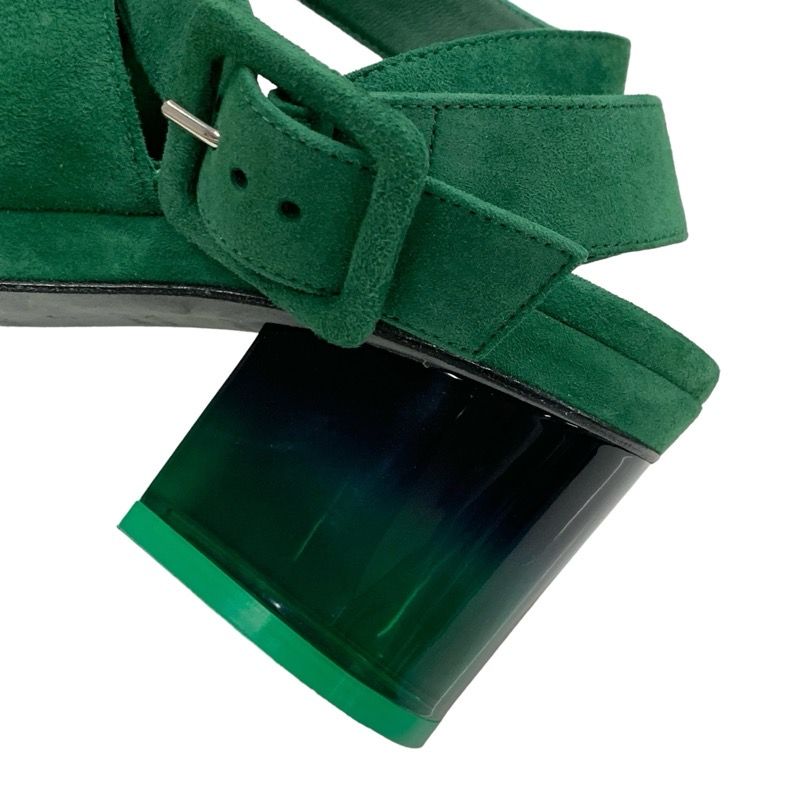 Hermes Flirt60 Sandals Shoes Suede Green