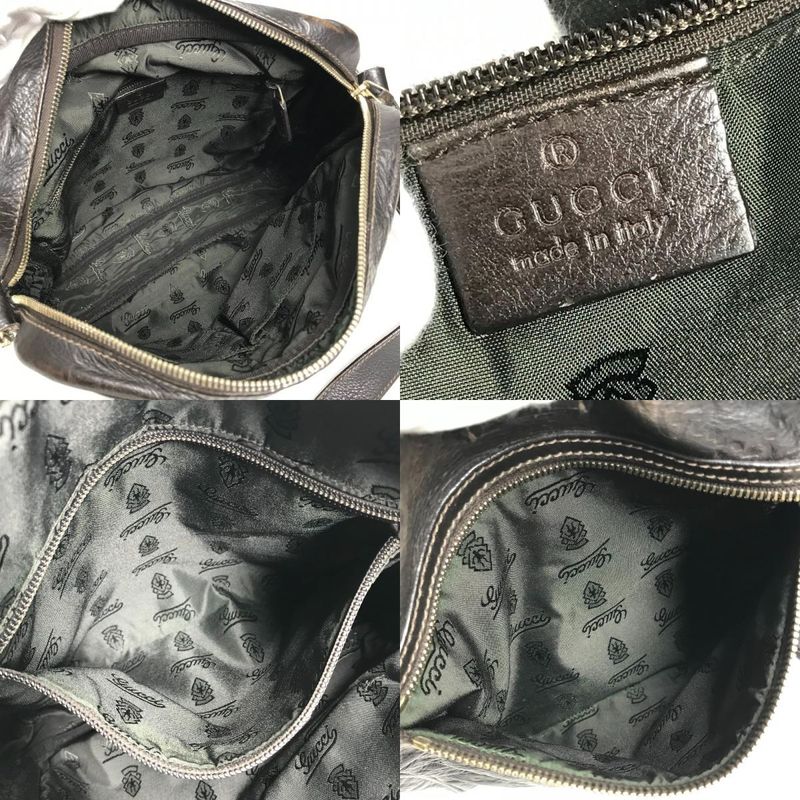 Gucci Shoulder Bag Guccissima GG 201448 Striped Leather Brown