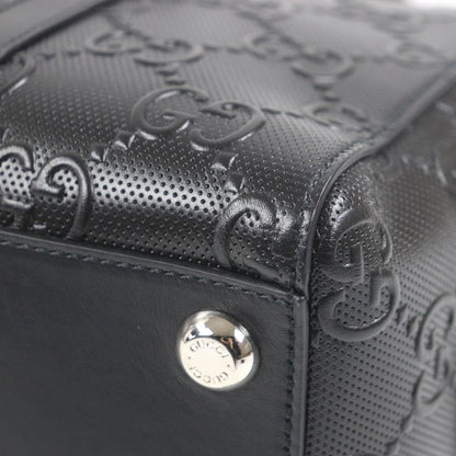 Gucci 625774 Leather GG Embossed Tote Bag Briefcase Business Bag Black Storage