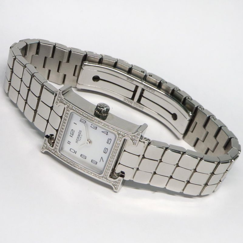 Hermes H Watch Mini 21 mm (0.83in) Hh1.131 SS Ashie Bracelet White