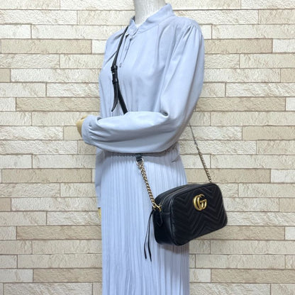 Gucci Quilted Small Shoulder GG Marmont Shoulder Bag Leather 447632 Black