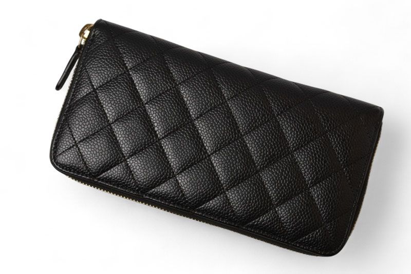 Chanel Wallet Chanel Long Wallet Matelasse Caviar Skin A50097 Black Gold