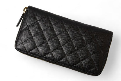 Chanel Wallet Chanel Long Wallet Matelasse Caviar Skin A50097 Black Gold