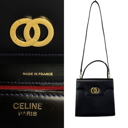Celine Circle Logo Hardware Calf Leather 2-Way Handbag Tote Bag