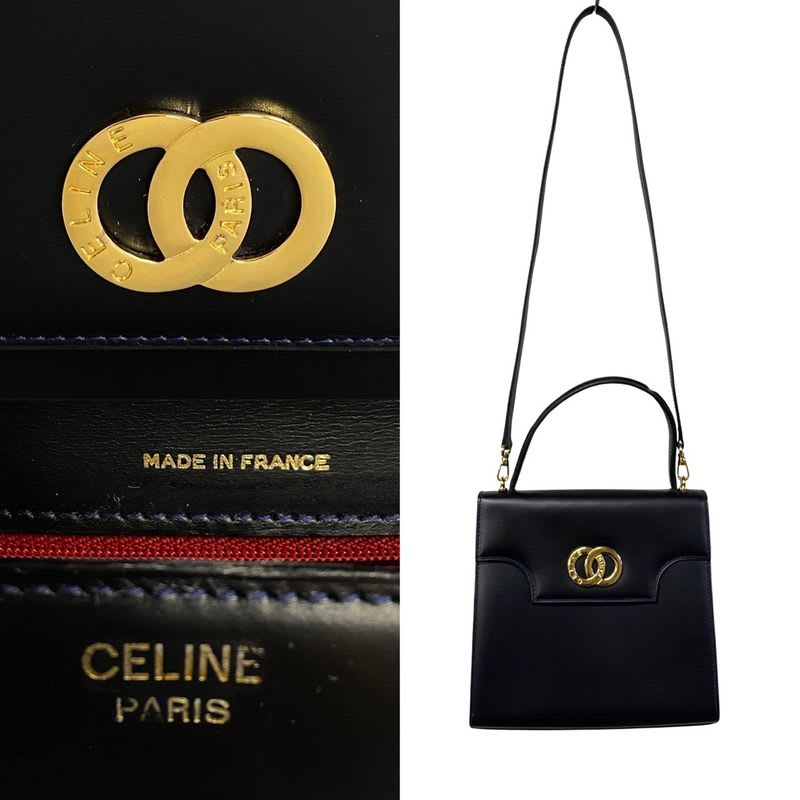 Celine Circle Logo Hardware Calf Leather 2-Way Tote Bag