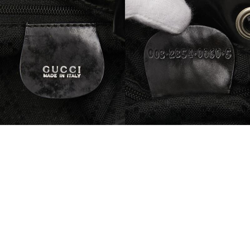 Gucci Bamboo Handbag Shoulder Bag 2WAY 003 2854 Black Nylon Leather Women's