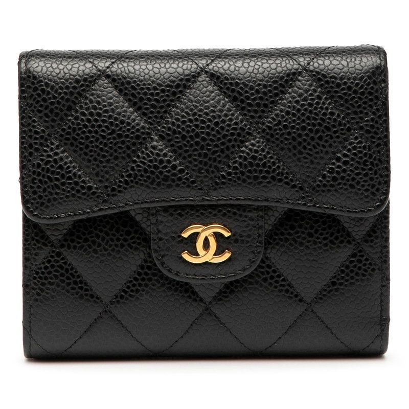 Chanel Matelasse Coco Mark Black Gold Hardware Caviar Skin Women's Chanel