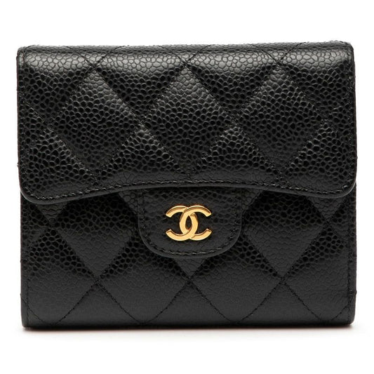 Chanel Matelasse Coco Mark Black Gold Hardware Caviar Skin Women's Chanel
