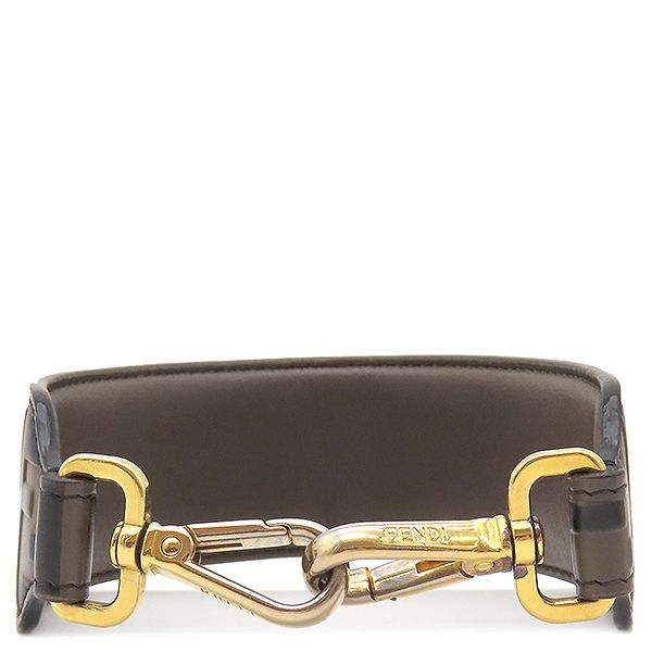 Fendi Shoulder Strap You Mini Calf Brown and Black Gold Hardware Brown Zucca