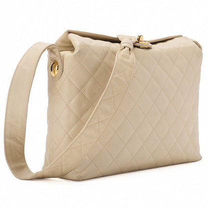 Chanel Matelasse Upper Coco Mark Shoulder Bag Caviar Skin Veige With Gold