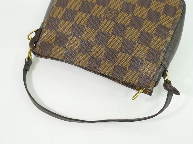 Authentic Louis Vuitton LV Trousse Makeup Damier Ebène Accessory Pouch Handbag