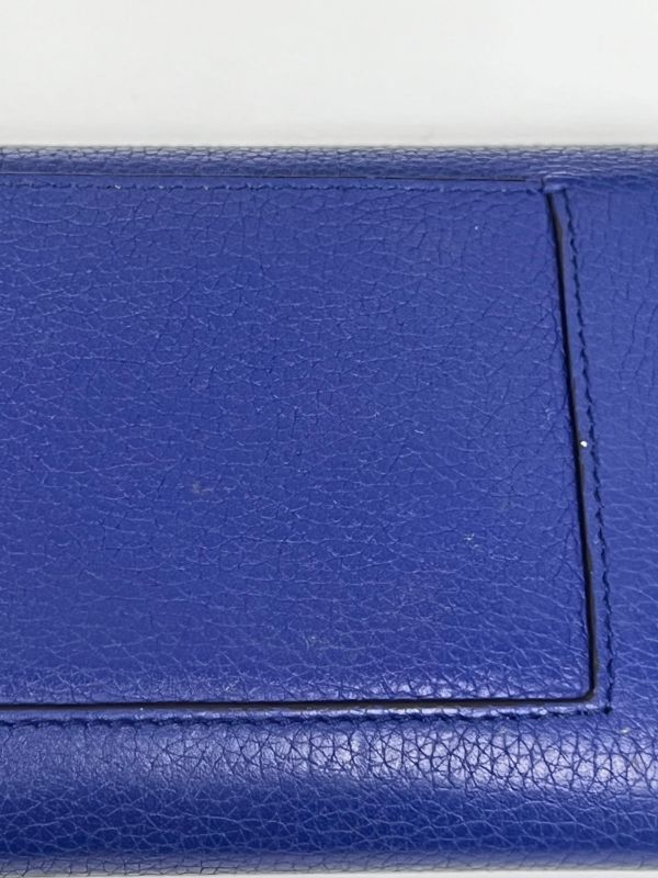 Celine Long Wallet Fold Wallet Blue Leather 01bs074