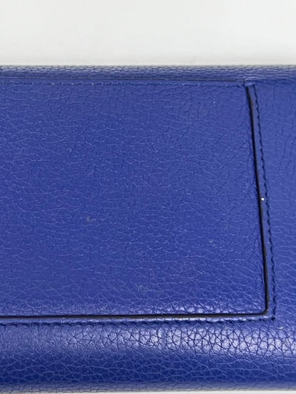 Celine Long Wallet Fold Wallet Blue Leather 01bs074