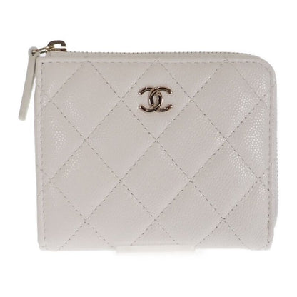 Chanel Small Wallet Ap3999 Coin Case Caviar Skin White Gold Hardware Ladies [A