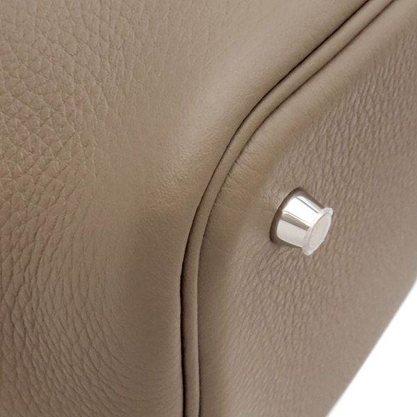 Hermes Handbag Picotin Lock MM Taurillon Clemence Etoupe Silver Hardware Never