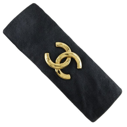 Chanel Coco Mark Suede And Gold Plated Black Women's Barrette