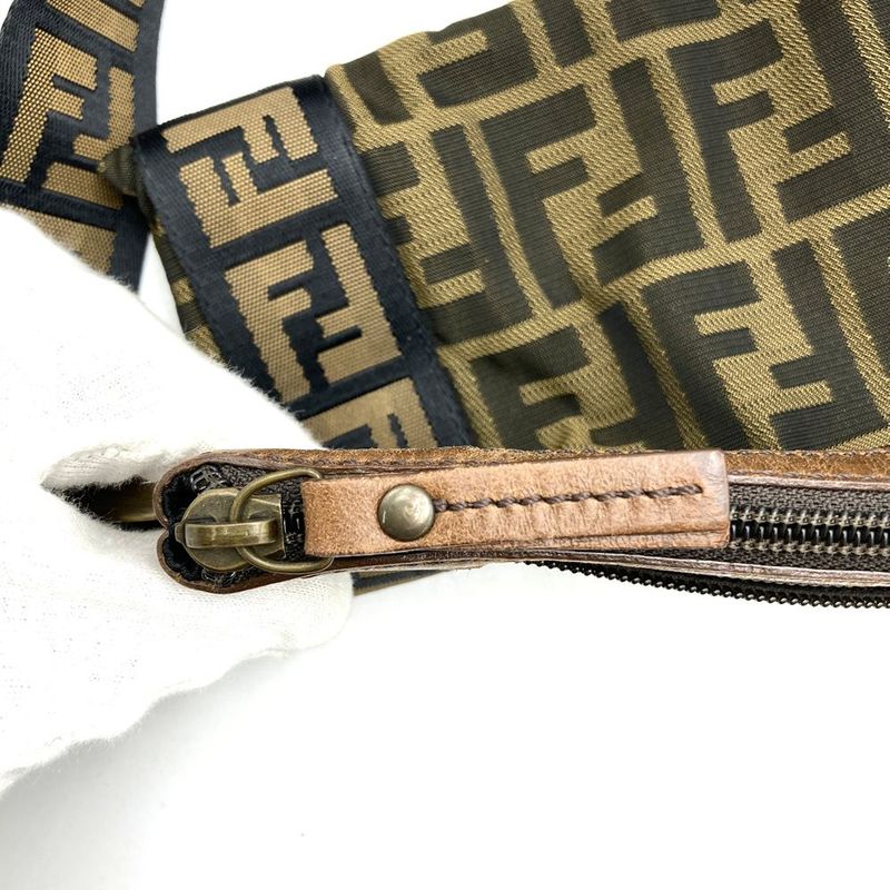 Fendi 2386 7va187 Waist Bag Shoulder Bag Body Bag Zucca Nylon Canvas Leather