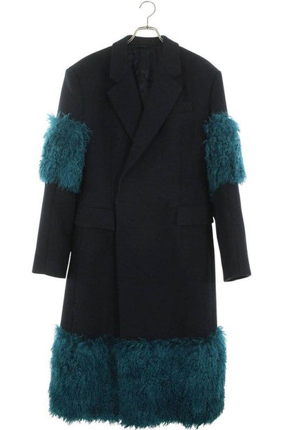 Prada Uc474e S222 180 Faux Fur Decorated Wool Chester Coat Men 46R