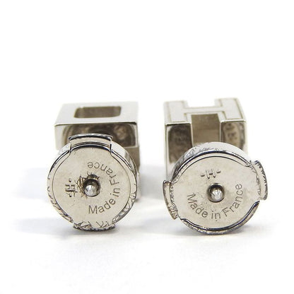 Hermes Earrings Caje De Ashe H Cube Pink Silver Plated Accessories Jewelry
