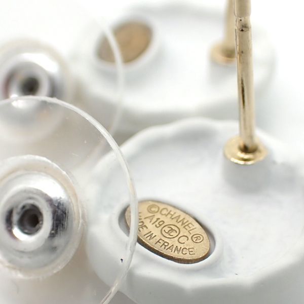 Chanel Earrings A19C Coco Mark Matelasse White Mini Chanel