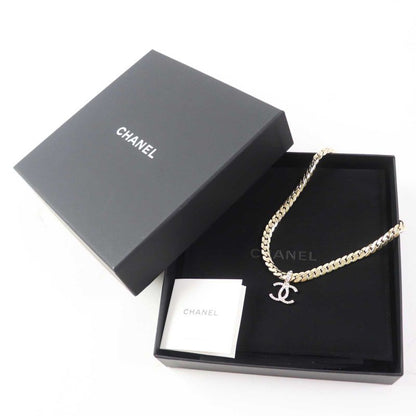 CHANEL Abd019 B24P Coco Mark Chain Necklace With Gold Metal Strass Box Made In