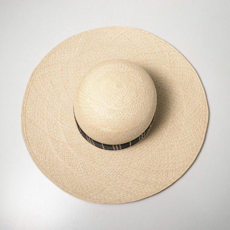 Hermes Anouk Hat Size 58 Straw Hat H Logo Checkered Ribbon 20240428 Gp6245