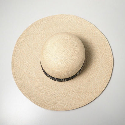 Hermes Anouk Hat Size 58 Straw Hat H Logo Checkered Ribbon 20240428 Gp6245