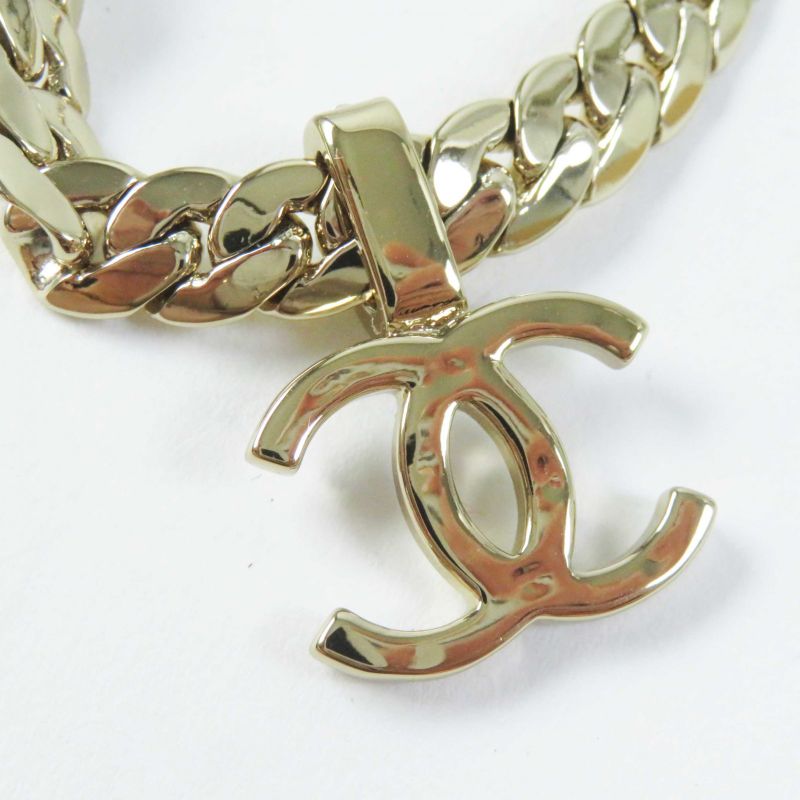 CHANEL Abd019 B24P Coco Mark Chain Necklace With Gold Metal Strass Box Made In