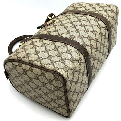 Gucci 40 02 Boston Bag Handbag GG Supreme Leather Brown Ladies Men Old Vintage