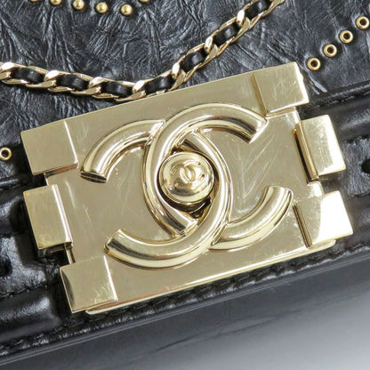 Chanel Boy Chanel 20 Chain Shoulder Flap Bag Cuff Black Studs Black