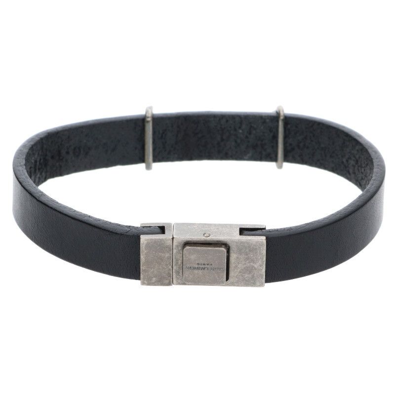 Saint Laurent Paris 485466 Cassandra Logo Leather Bracelet Men's L 17
