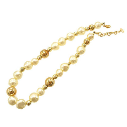 Christian Dior Vintage Faux Pearl Metal Gold Choker Necklace 0090 Christian Dior