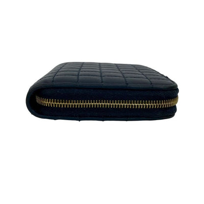 Celine Ccharm Compact Wallet Quilted Leather Round Zip Bifold
