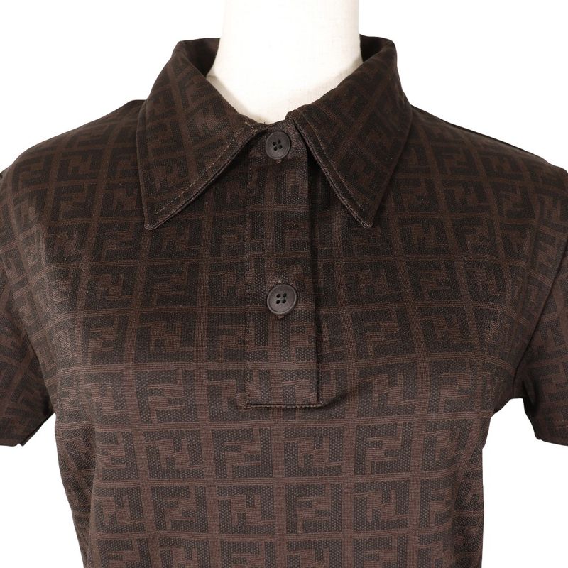 Fendi Zucca Rayon Brown Women's Polo Shirt