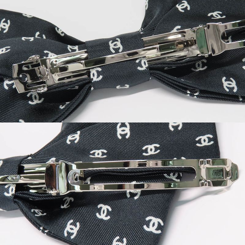 Chanel Valletta Aaa821 25P Coco Mark Ribbon Black Silk Hair Accessory