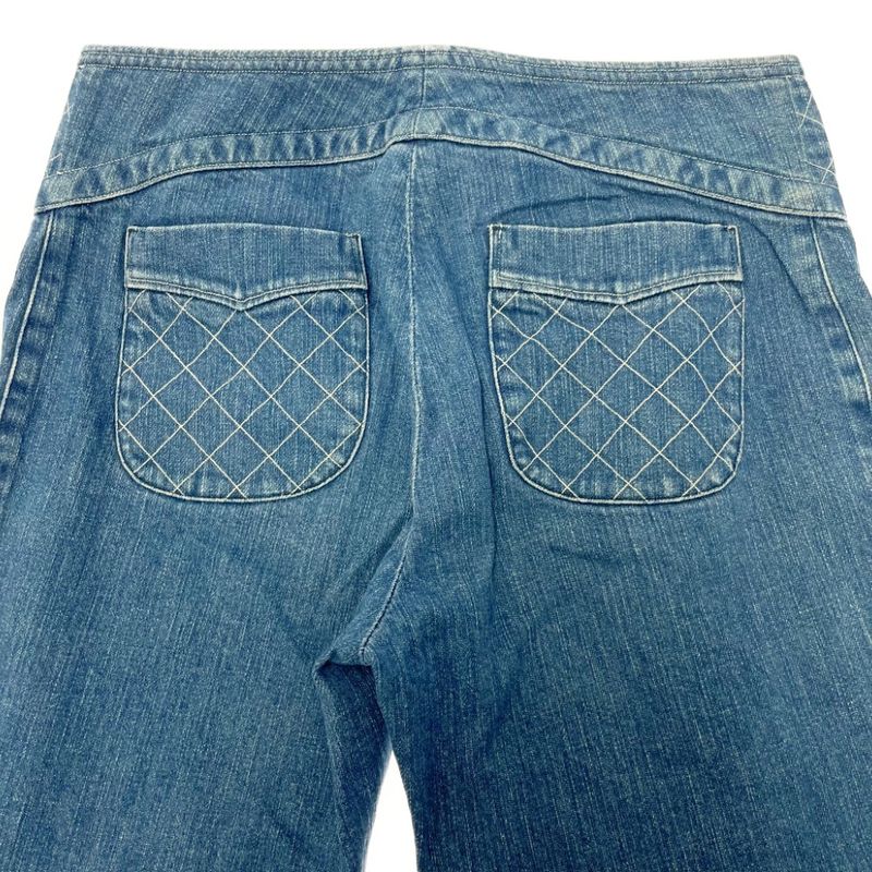 Chanel Matelasse Cotton Coco Mark Denim Pants Blue 371386