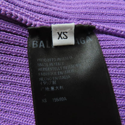 Balenciaga 691969 Long Sleeve Ribbed Knit Top With Logo Purple XS Made In Italy