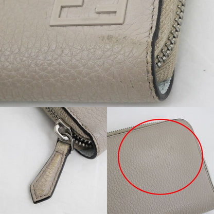 Fendi Round Zip Zipper Long Wallet Light Gray Light Blue 7m0210