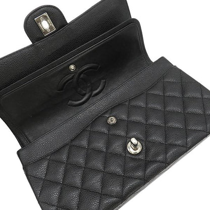 Chanel Shoulder Bag Matelasse 25 Flap Bag Caviar Skin Black Silver Hardware
