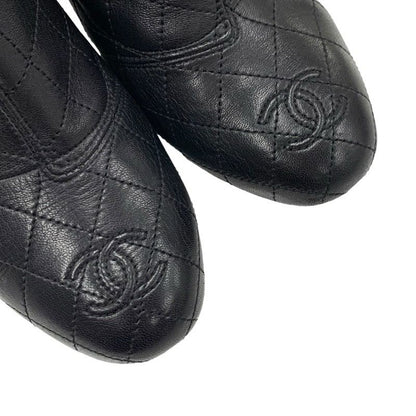 Chanel Boots Short Boots Shoes Leather Black Booties Here Mark Matelasse