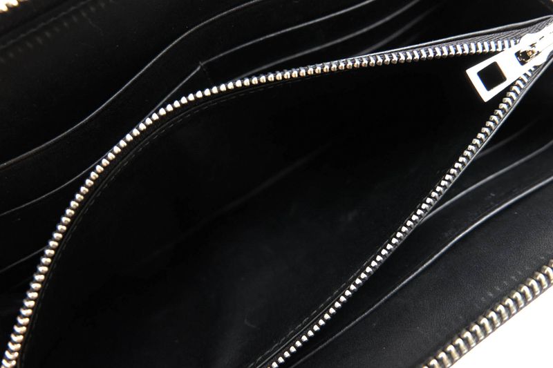 Loewe Long Wallet Women Leather Genuine Black C525t12x01 Linen Zip Around