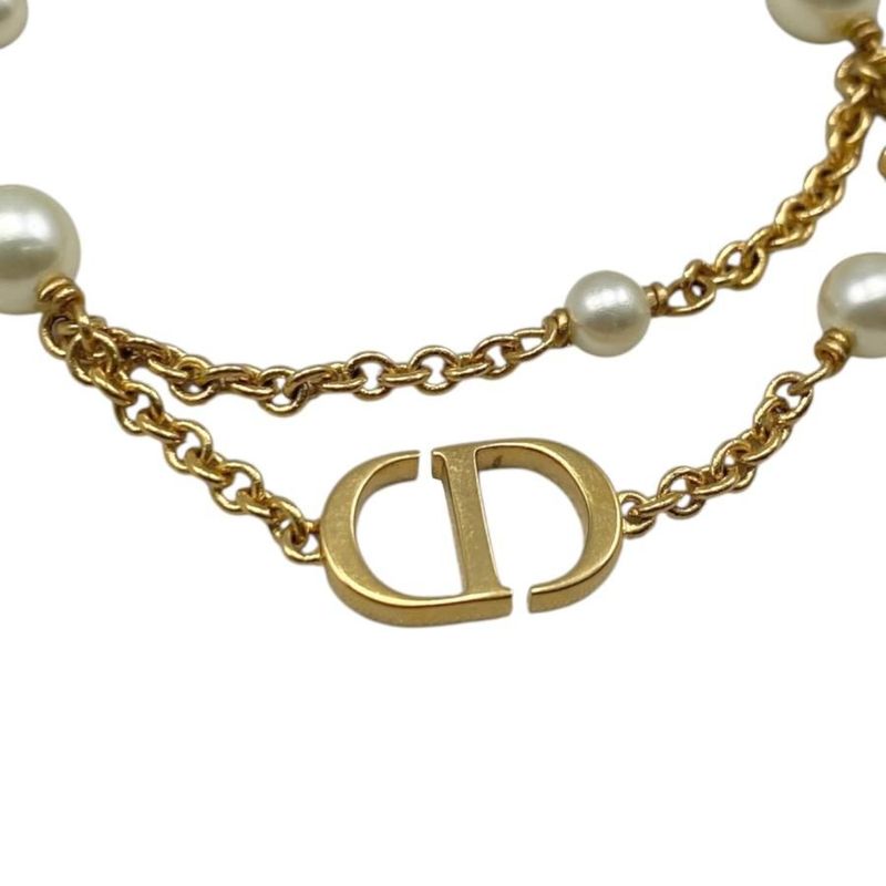 Christian Dior Bracelet Petit CD B2068womrs_d301 Metal Resin Pearl Gold Logo