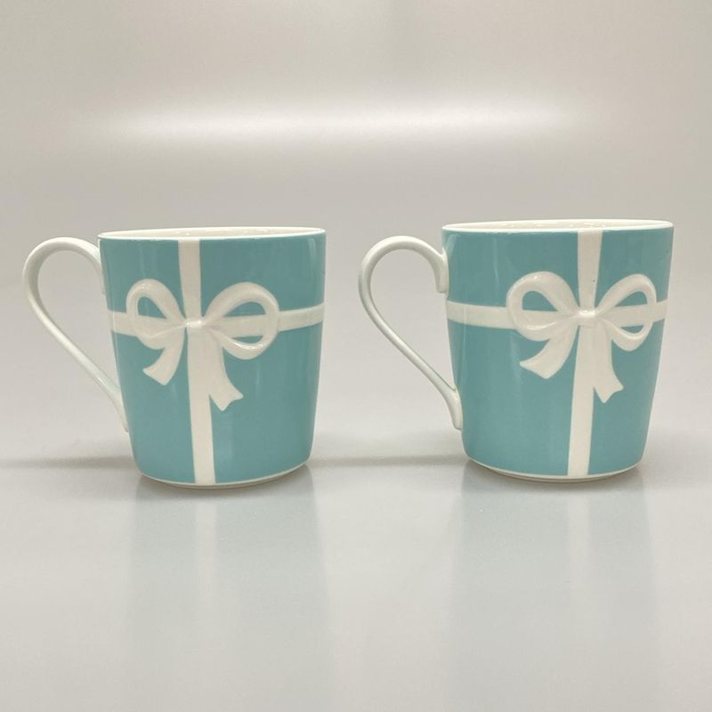 Tiffany & Co Like Dishes Blue Bow Tiffany & Co Blue And White Mugs X 2