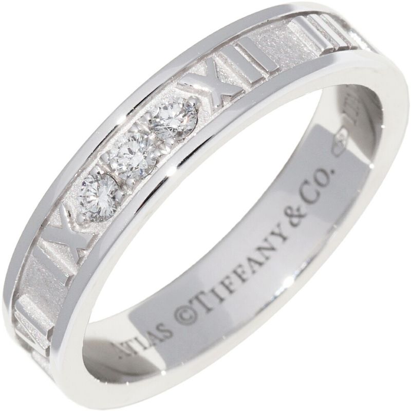 Tiffany & Co Ring 18K White Gold Diamond 3P Atlas Narrow Ring