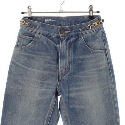 Celine Cotton Triomphe Damaged Flared Denim Pants Jeans Bottoms N678 930F 07UW